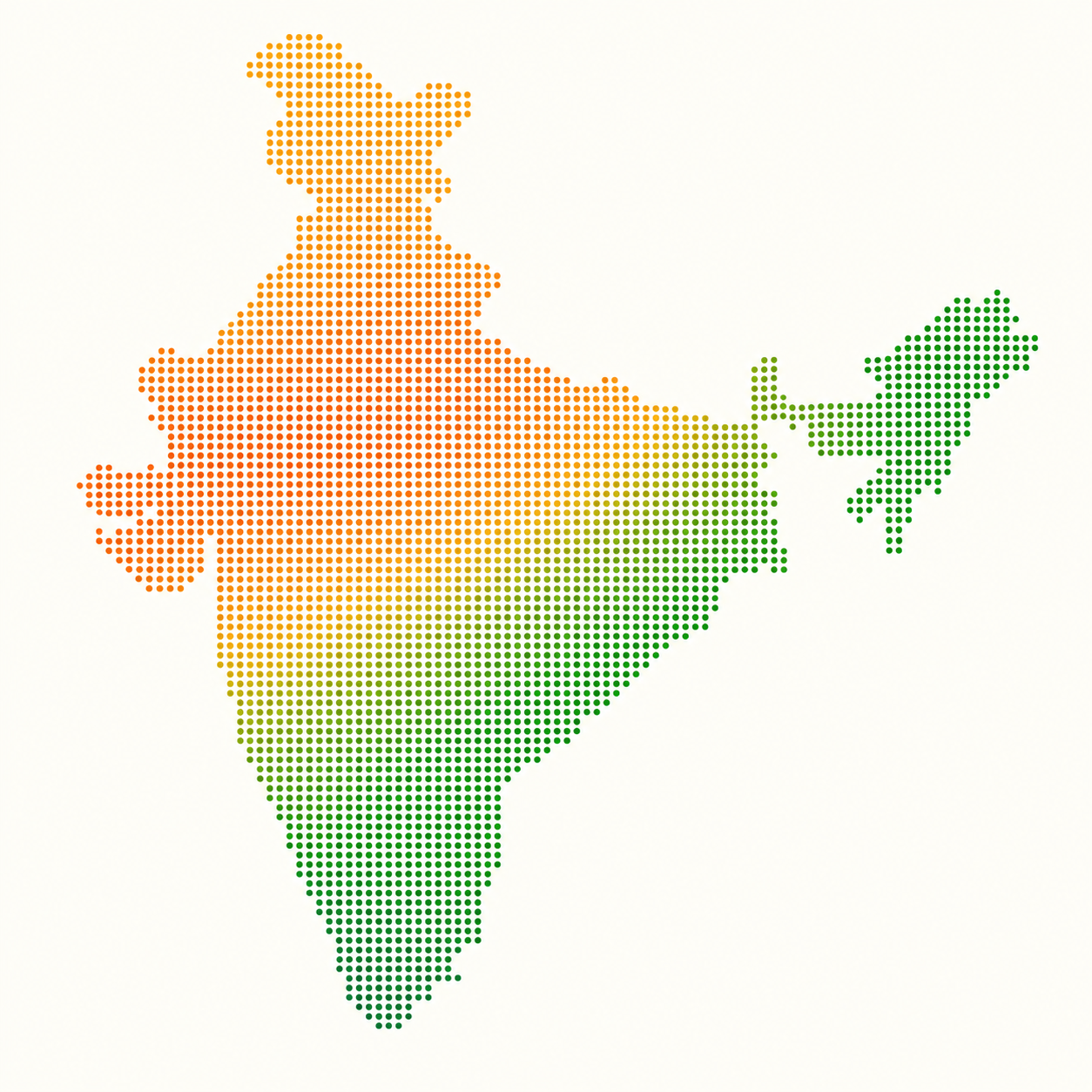 RRA भागीदारी नेटवर्क दर्शाता भारत का बिंदु मानचित्र